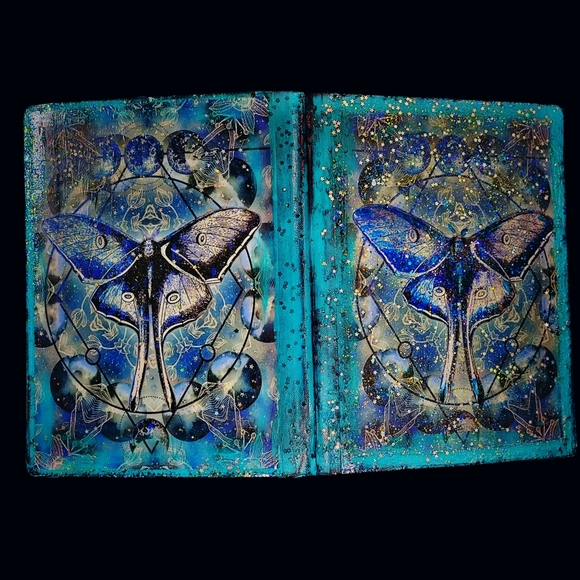 Luna Moth Moon Mandala Composition Style Journal Lined Wide Ruled - Picture 6 of 8